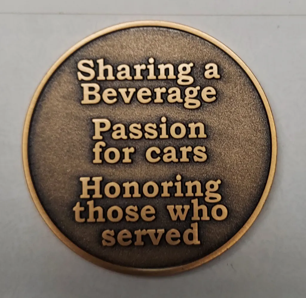 The finished custom challenge coin, back
