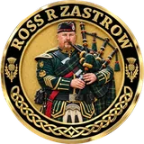 Bagpiper Memorial Cross Coin
