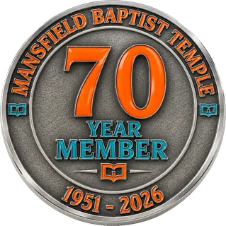 Church 75th Anniversary 70-Year Member Coin – back