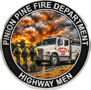 Fire District Highway Men Coin – back