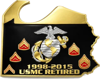 USMC & Masonic Lodge State Bottle Opener Coin – front